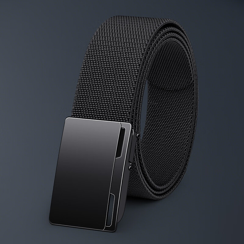 歌带盾皮带男士松紧弹力腰带休闲百搭青年学生潮流工装休闲军训裤带简约 黑色【黑扣】 160cm