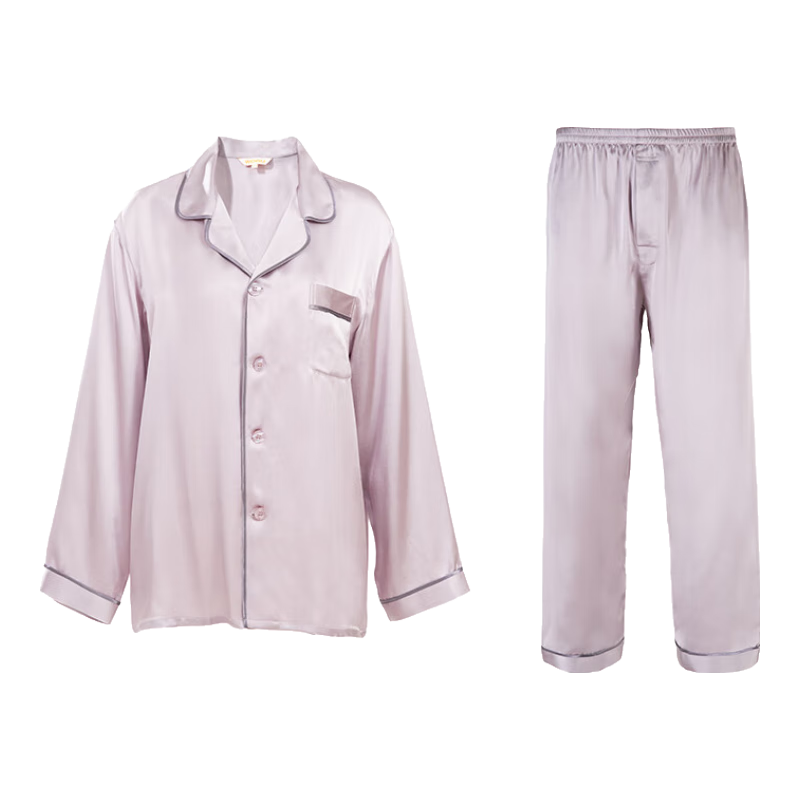 萬事利萬事利真絲睡衣男女款情侶長袖春秋絲綢家居服桑蠶絲兩件套裝禮盒