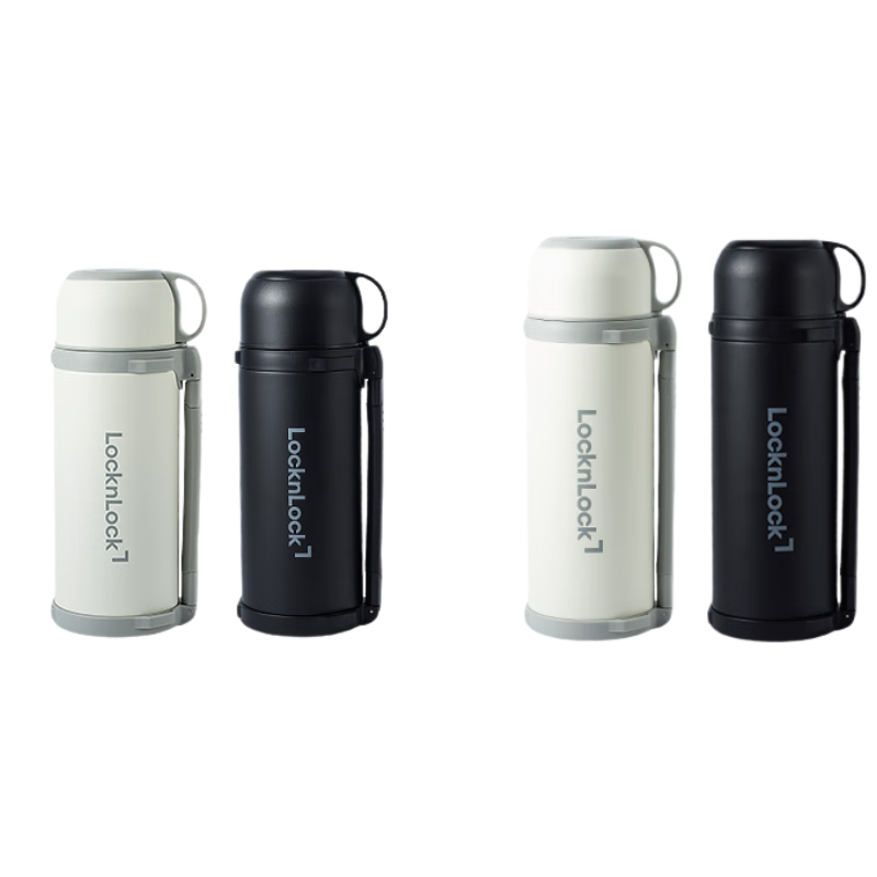 乐扣乐扣（LOCK&LOCK）保温壶大容量户外旅行车载家用不锈钢便携手提壶象牙白1.8L