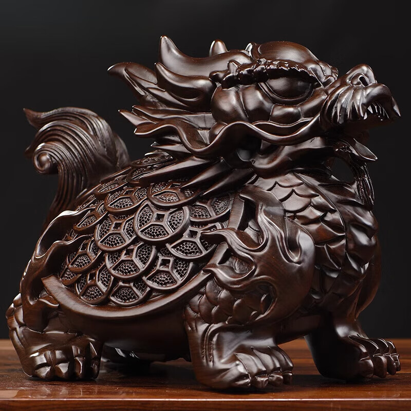 藝意雅木雕龍龜擺件八卦風(fēng)水鎮(zhèn)宅工藝品桌面客廳裝飾送禮長(zhǎng)輩 木金錢龍龜【長(zhǎng)8公分一只】