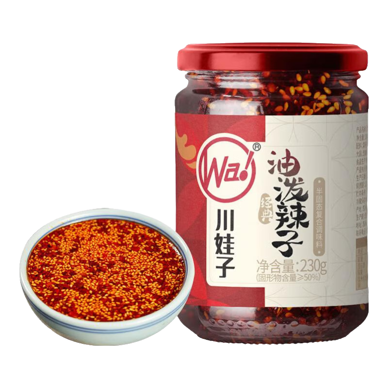 川娃子调味料 油泼辣子凉拌 下饭拌菜料辣椒酱三次淋油辣椒油 油泼辣子230克/瓶*1瓶