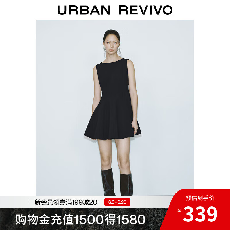 UR2025春季新款女装摩登魅力收腰显瘦无袖连衣裙UWG750015 黑色 S