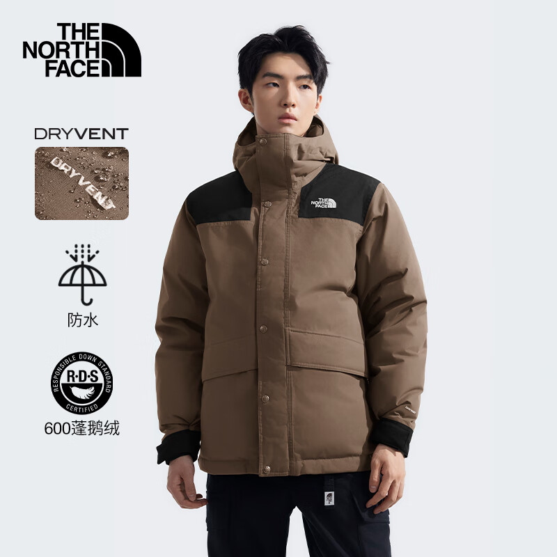 The North Face北面羽绒服男户外保暖鹅绒派克羽绒外套89Z0 棕色/5EX XL