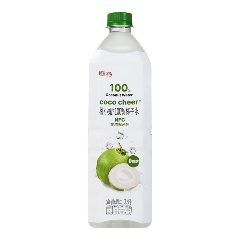 椰小妞原瓶进口100%NFC青椰子水过年聚会 1L量贩装2026年4月到期 6瓶（整箱装）