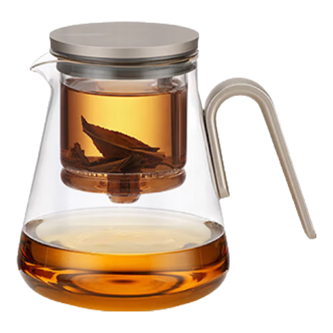 尚明玻璃內膽飄逸杯泡茶壺茶水分離過(guò)濾沖茶具套裝2025家用辦公沏茶壺 金灰色800ml+2個(gè)品茗杯