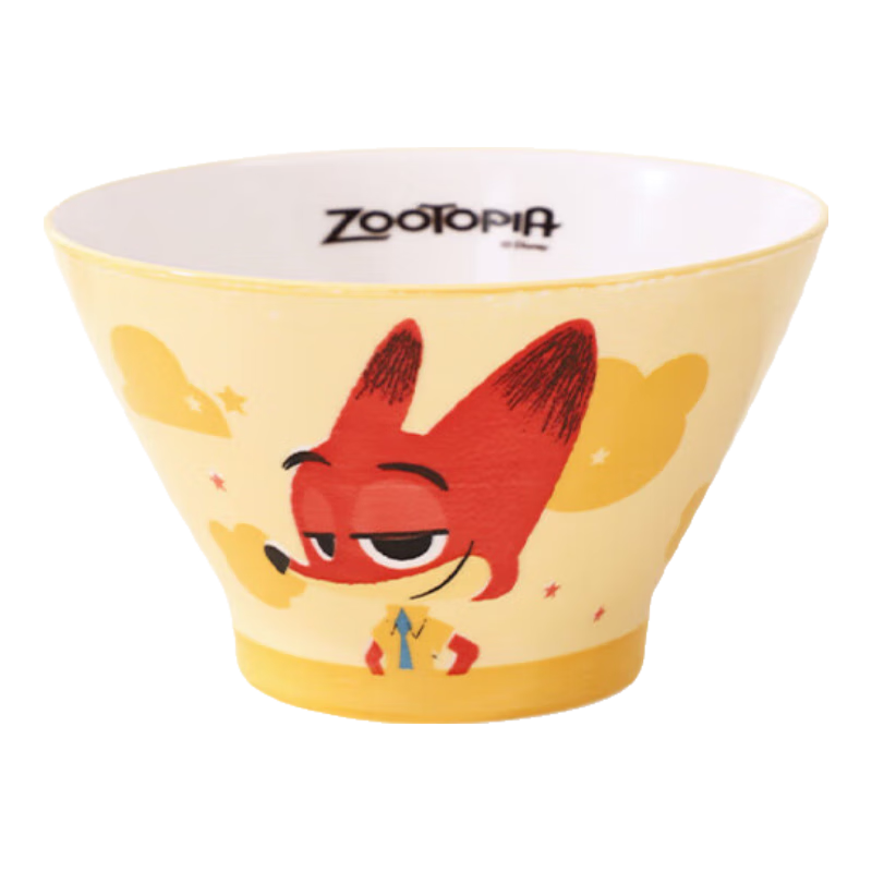 迪士尼儿童卡通碗朱迪尼克疯狂动物城新款釉下彩饭碗面碗大容量碗 尼克斗笠碗单个