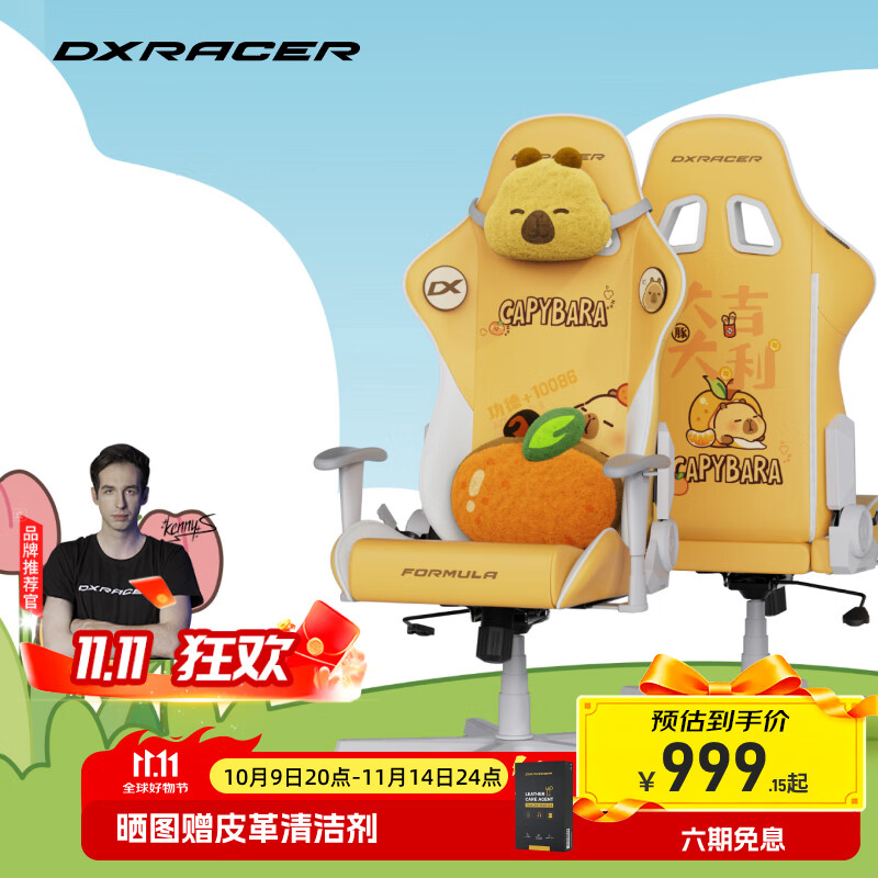 迪銳克斯 方程式系列 迪銳克斯電競椅電腦椅人體工學(xué)椅子游戲椅辦 卡皮巴拉小黃豚 /皮革