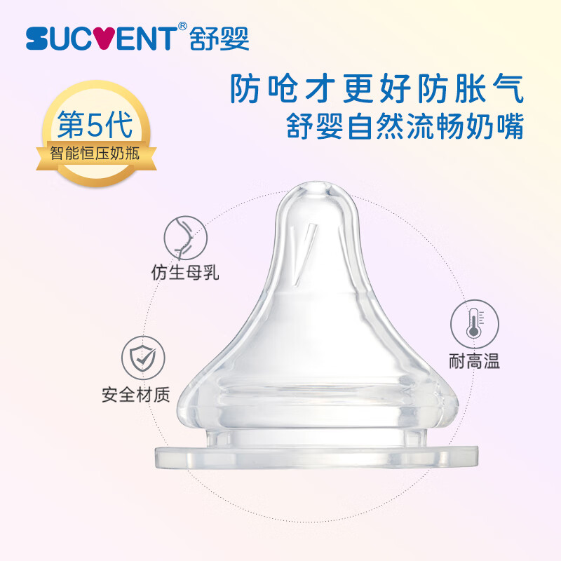 舒婴奶瓶专用奶嘴自然流畅防呛婴儿7个月以上宝宝硅胶十字孔