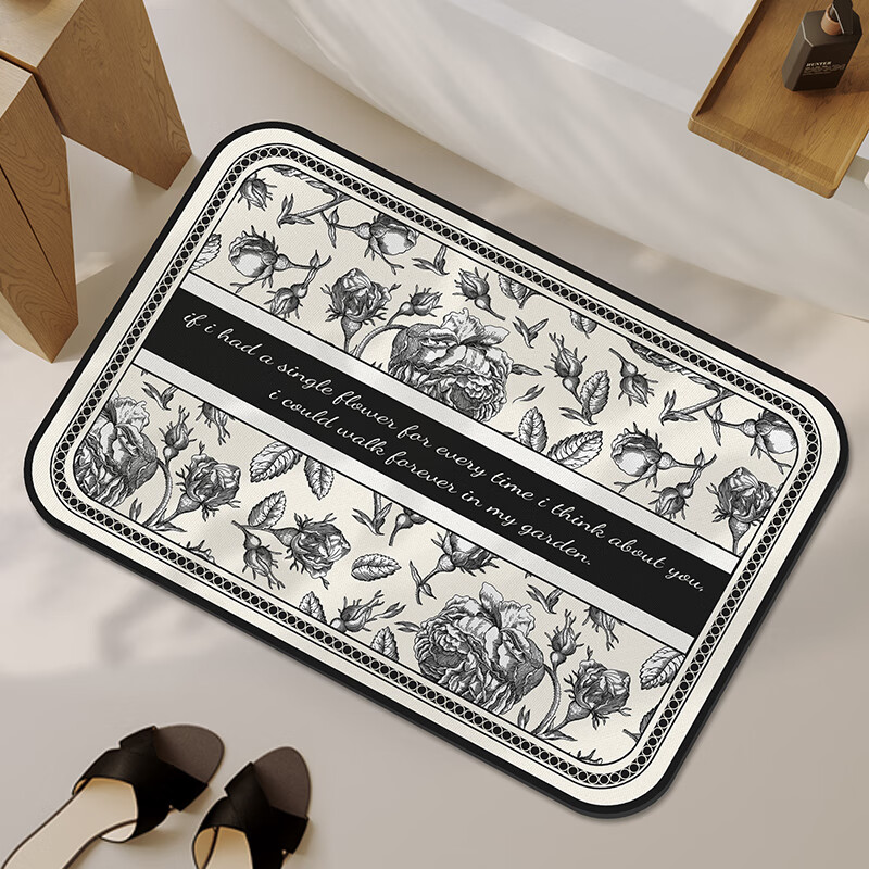 鸿荔达地垫浴室硅藻尼卫浴脚垫厕所垫子防滑吸水洗手间卫生间家用地铺垫 GZN-十里清欢 45×70CM