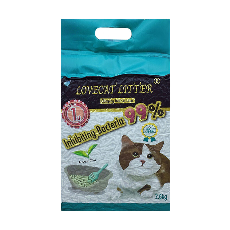 lovecat litter貓砂豆腐砂原味綠茶天然植物豆腐結(jié)團除臭貓砂沙 綠茶2.0顆粒 6包(整箱更劃算)