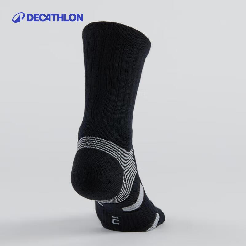 迪卡侬 运动袜子秋冬保暖毛圈加厚3双透气含棉短袜长袜-4819821