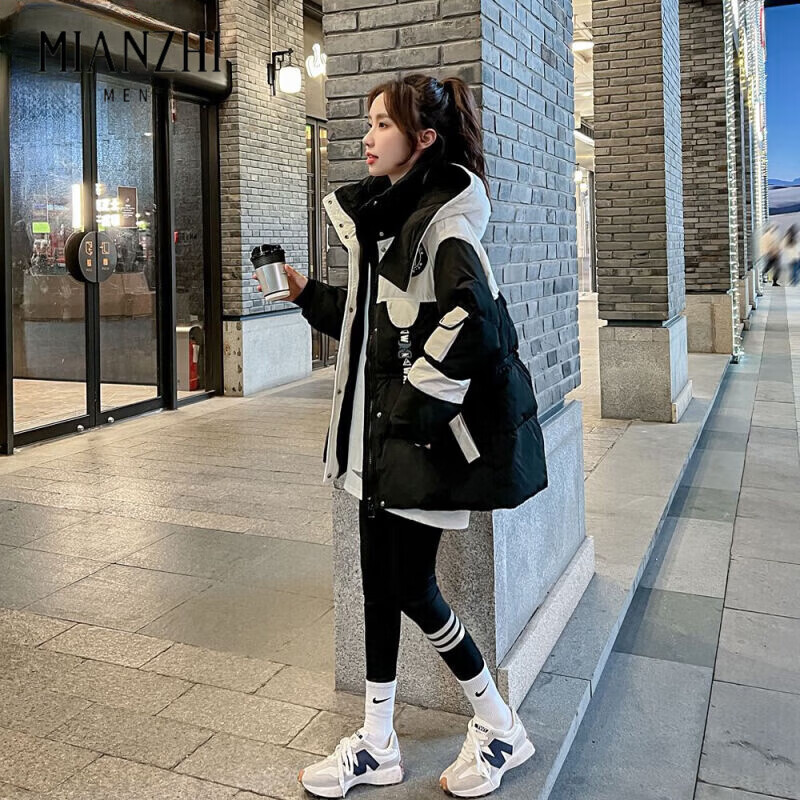 棉致派克羽絨棉服女2025年冬季新款小個(gè)子寬松顯瘦常規款面包服外套 黑色-保障 3XL _建議150-165斤