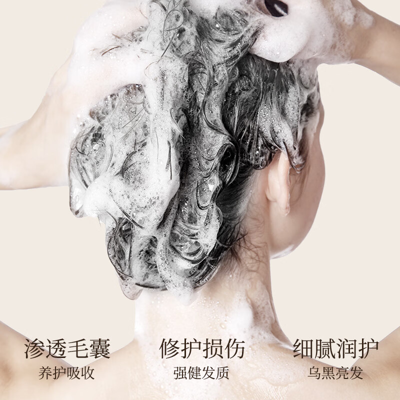 吟美黑灵芝何首乌洗发水植萃滋养发根养护头皮黑发乌发洗发液 何首乌植萃洗发液300ml *2瓶*