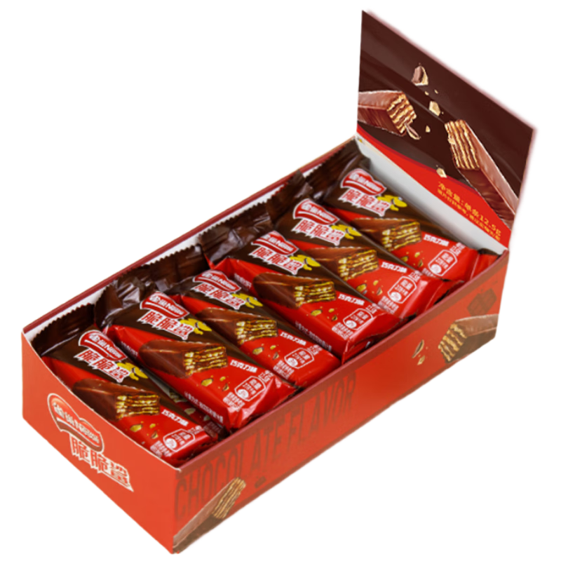 雀巢（Nestle）脆脆鲨威化饼干12.5g*18条巧克力味盒装 约225g 代餐 休闲零食