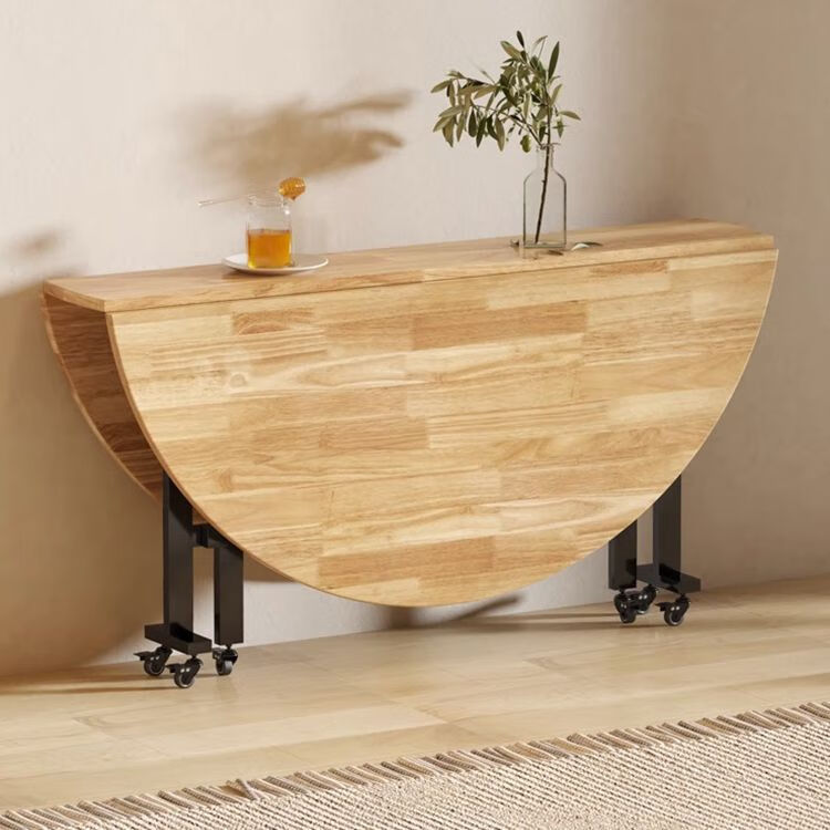 越灏实木折叠餐桌家用小户型新款简约吃饭圆桌子可折叠多功能移动饭桌 1.8米桌+1.2 转盘【14把圆凳】