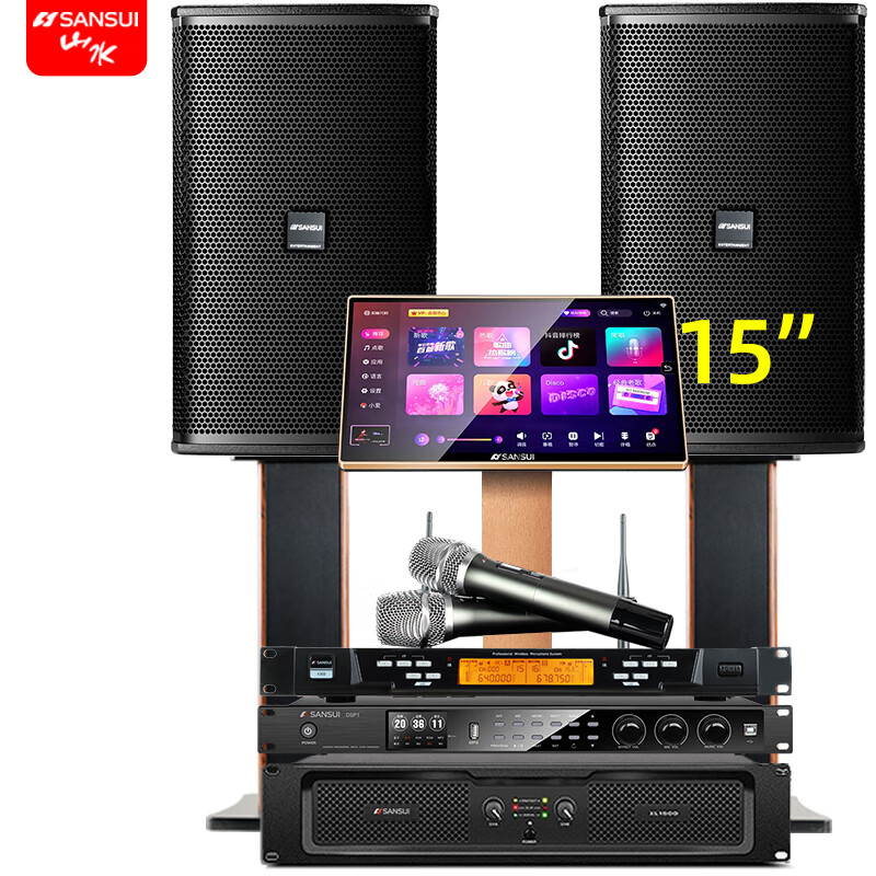 山水(SANSUI) PK12专业大功率KTV唱歌K歌卡拉OK点歌机清吧酒吧舞台商用包房会所娱乐会议室播放器音响演唱音箱 【推荐】PK15 15吋音箱+专业功放20吋+效果器