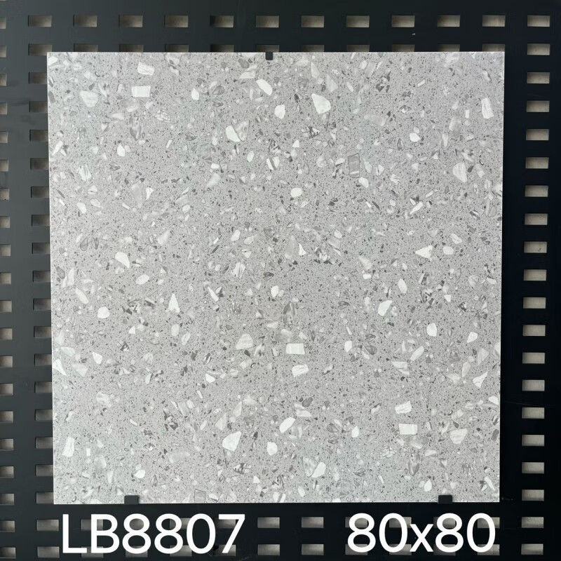 灰色水磨石瓷砖80x80客厅餐厅防滑地砖商场服装店仿古砖60*60 8807
