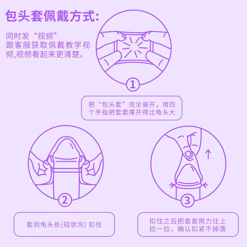 通用涩夫龟头套短款半截仅包头cm戴安全套0.0mm玻尿酸女性套套子 M码+L码(2只散装无包装盒)