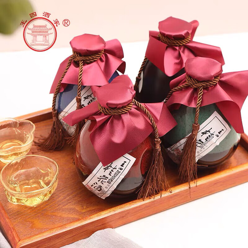 顺丰常熟特产王四酒家彩陶十年陈桂花酒460ml*4糯米