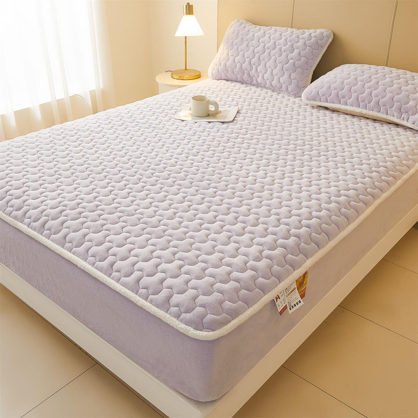 雅鹿牛奶绒夹棉床笠1.8米x2米床单床套罩床垫保护套加厚a类母婴三件套 牛奶绒夹棉床笠-雪青【A类加绒加厚】  180*200三件套+30cm高度