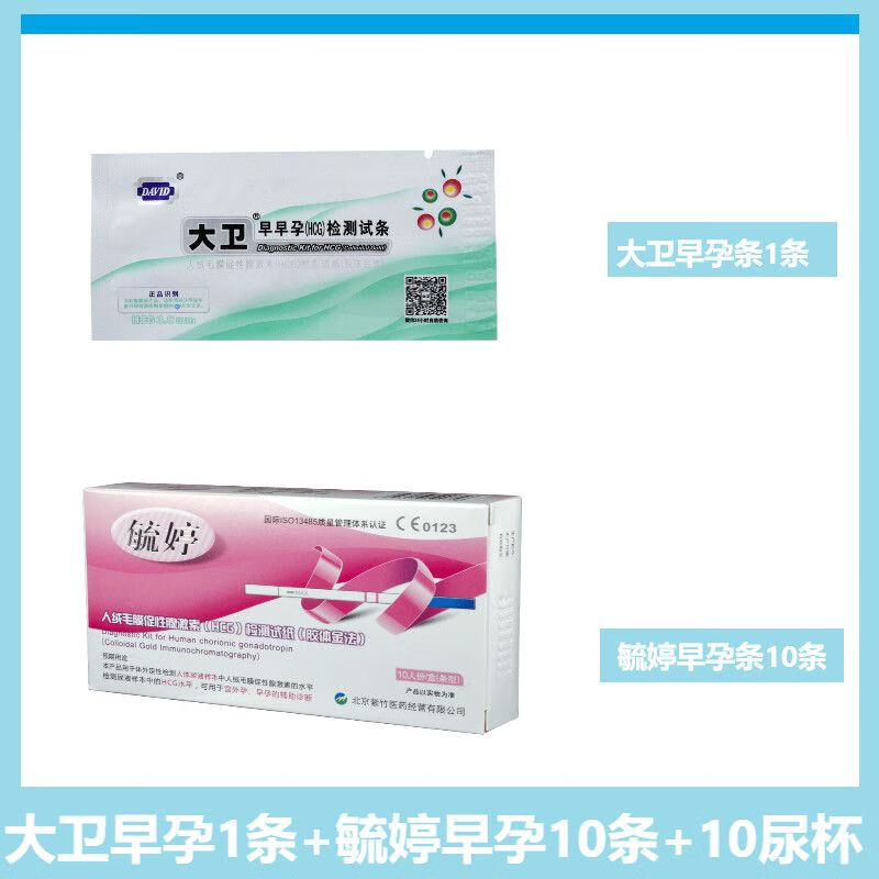 大衛(wèi)【私密發(fā)貨】早孕試紙?jiān)缭缭序?yàn)孕棒紙懷孕測(cè)孕筆 大衛(wèi)早孕1條+毓婷早孕10條+尿杯