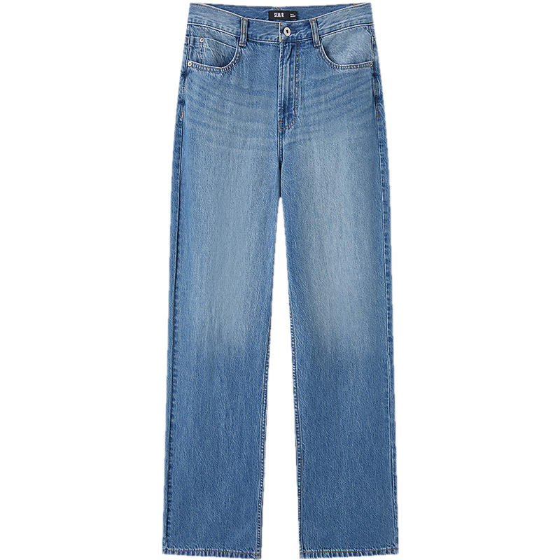 森马（Semir）森柔牛仔|牛仔裤女港风舒适阔腿裤显瘦秋季女生长裤103524124001A