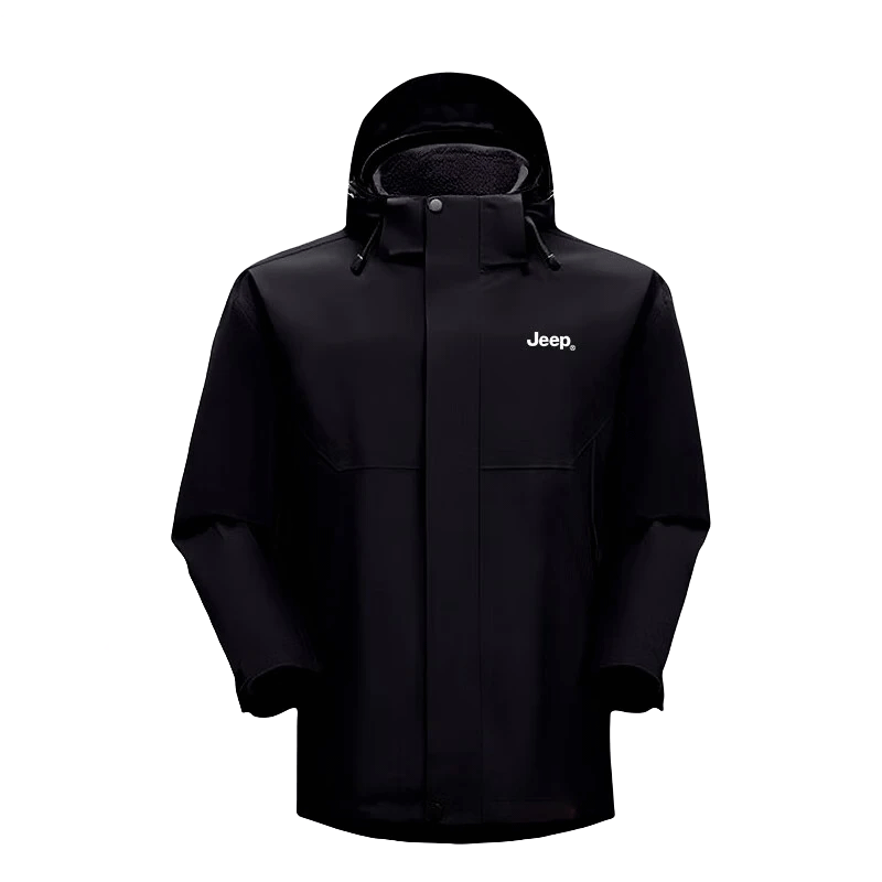 Jeep吉普户外冲锋衣男女三合一两件套加绒防水外套猎风同款登山服夹克