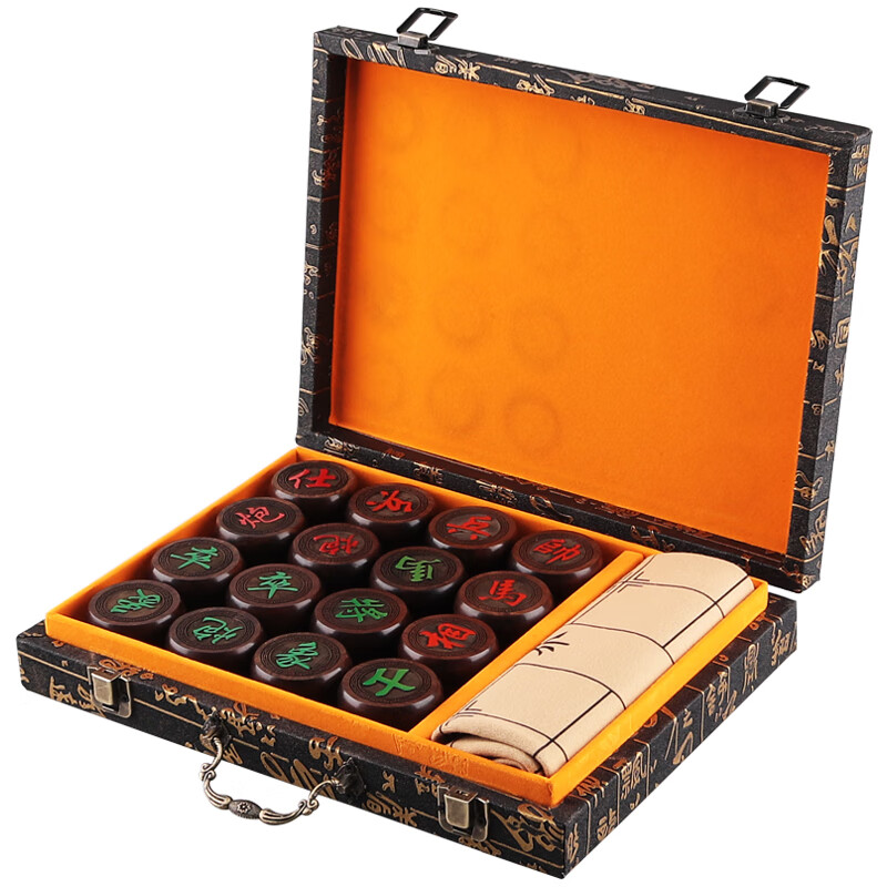 紫湖中國象棋套裝血檀木 大號實木象棋皮革折疊棋盤禮盒成人兒童 木中國象棋禮盒裝