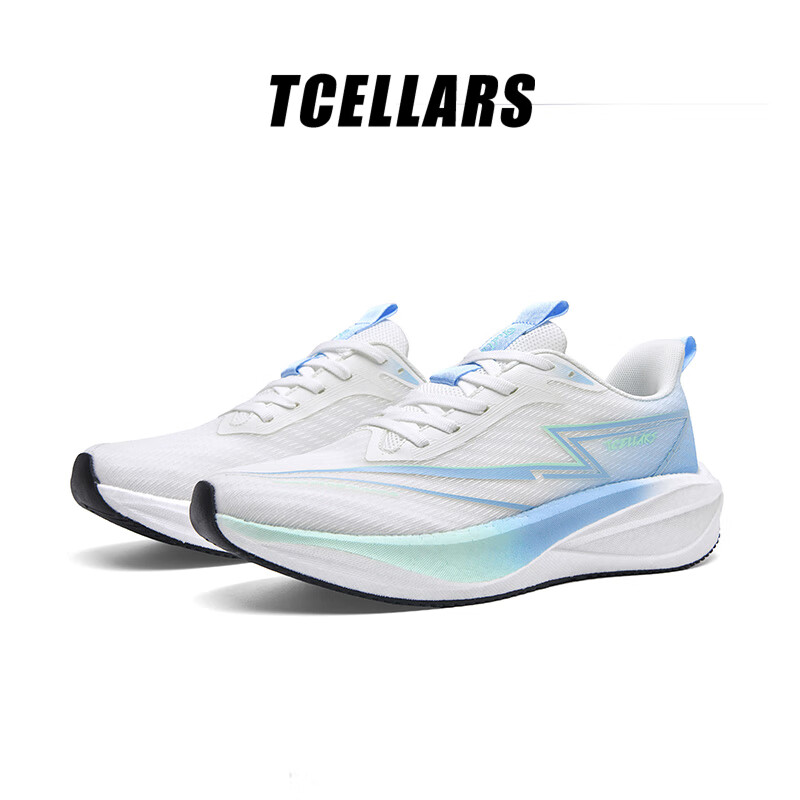 Tcellars雷电2.0 跑步鞋男鞋秋冬碳板缓震轻便入门跑鞋透气情侣运动鞋子男 白月蓝 39