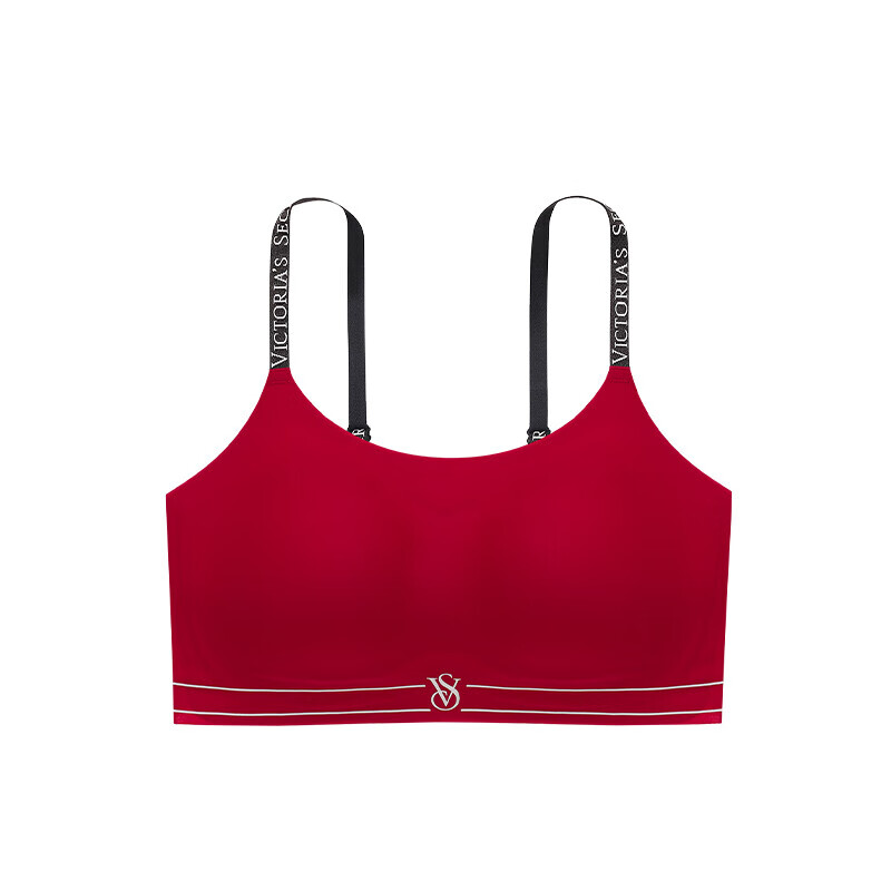 维多利亚的秘密（Victoria&#039;s Secret）维密果冻条背心式运动软支撑字母肩带彩色可外穿无痕文胸内衣女夏 86Q4复古红-VS标 XS _(XS_M)