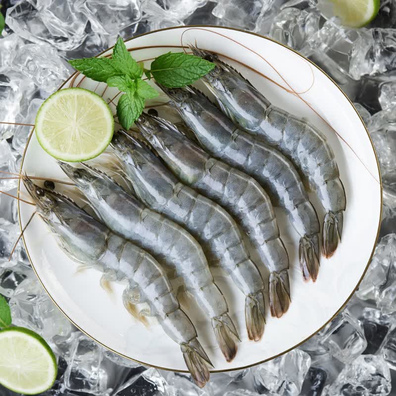 盐冻虾国联盐冻沙特进口白虾中号虾南美白对虾冷冻海虾 2000g 4斤(净重) 16-19cm 沙特虾30/40