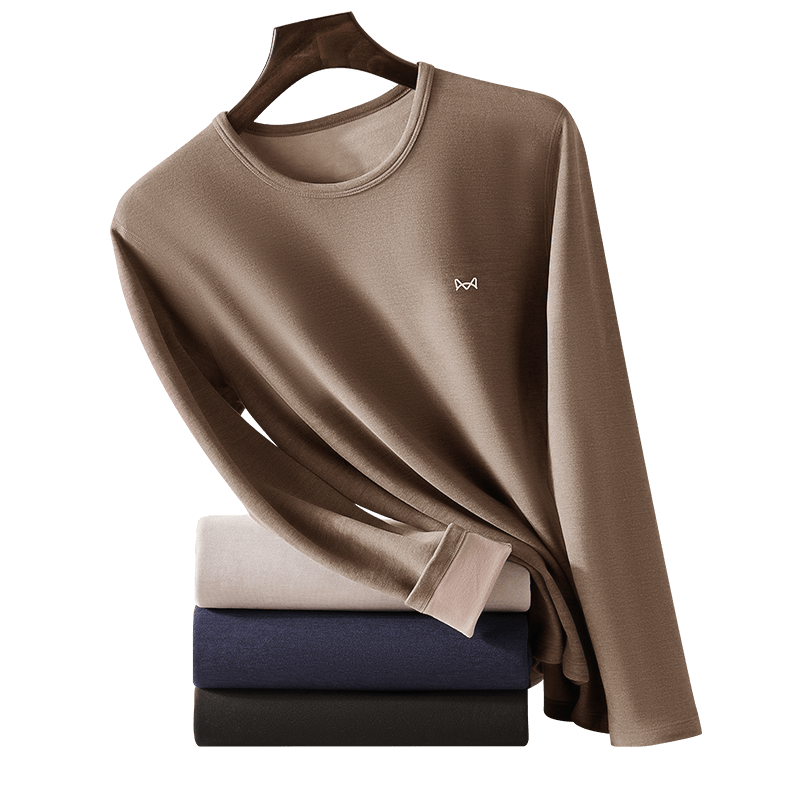 猫人10A抑菌防螨含羊绒蚕丝男士保暖内衣男加绒秋衣秋裤套装咖色2XL