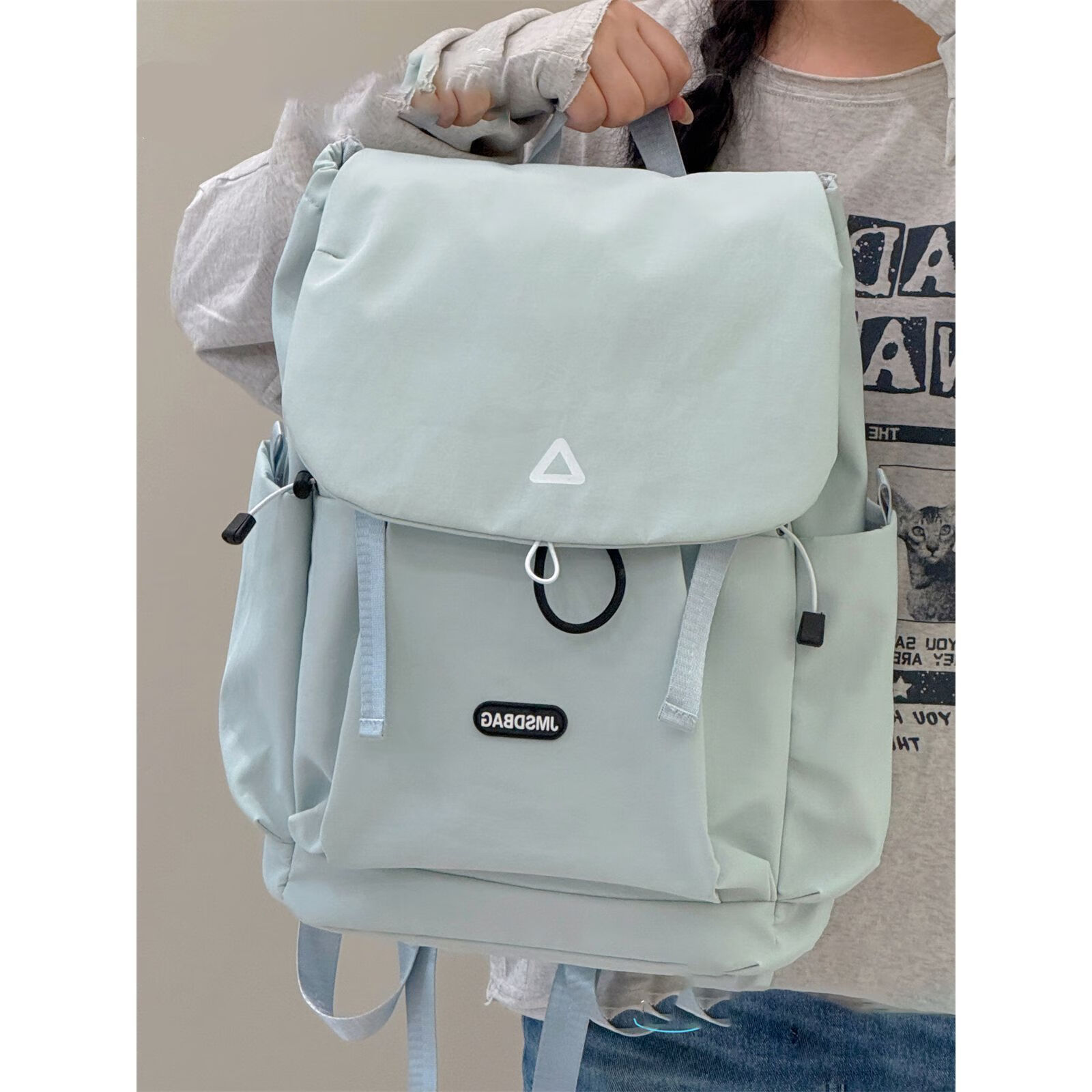 DRYWORLD轻便双肩包女神节撞色书包学生新款大学生新年户外旅行背包通勤 蓝色大号