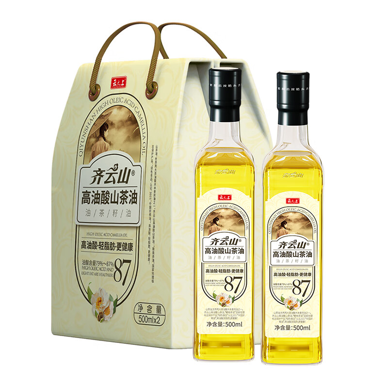 齊云山禮盒高油酸山茶油500ml*2純正茶油食用油茶籽油送禮 壓榨工藝(500ml*2禮盒)