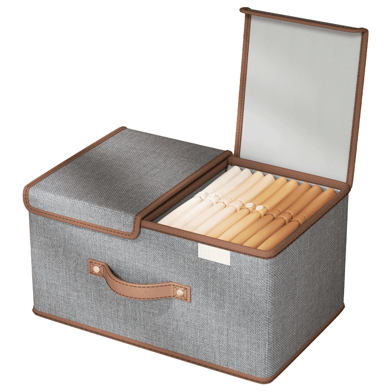 友纳（YOUNA）衣服收纳盒带盖家用衣柜衣物裤子分隔整理盒箱布艺折叠储物盒神器 绿色升级款【中号+大号】甄选精梳棉麻