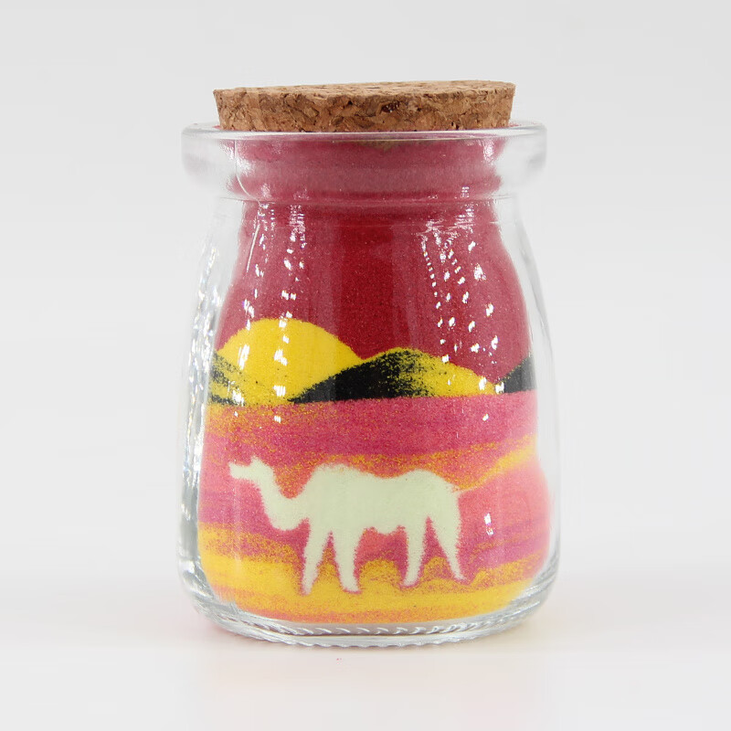 何佳功敦煌沙画瓶 敦煌夜光沙画瓶 鸣沙山五色沙布丁沙瓶画特色艺品