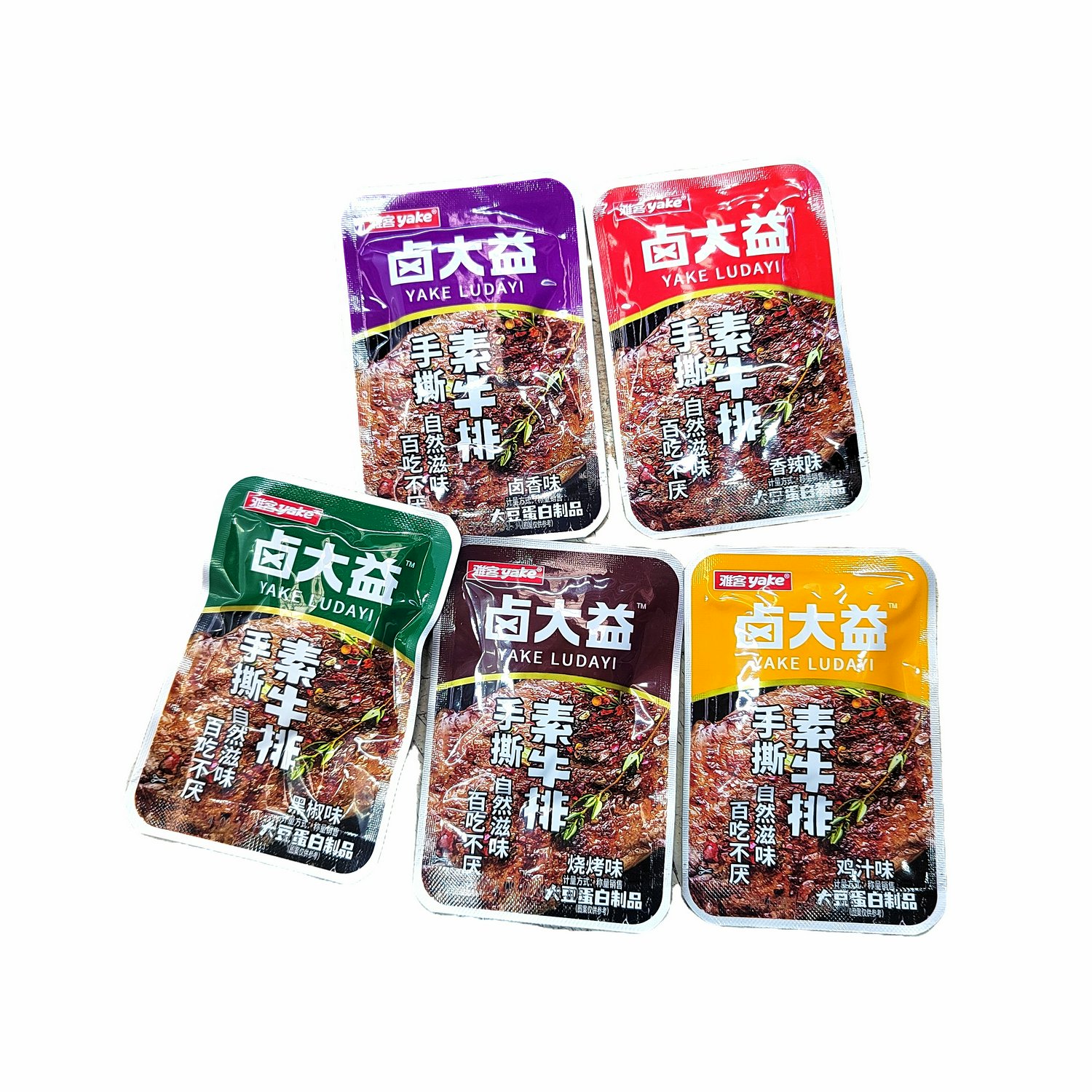 雅客卤大益手撕素牛排鸡汁香辣烧烤卤香黑椒味肉豆干手撕素肉 混合口味一斤装需要单一口味联
