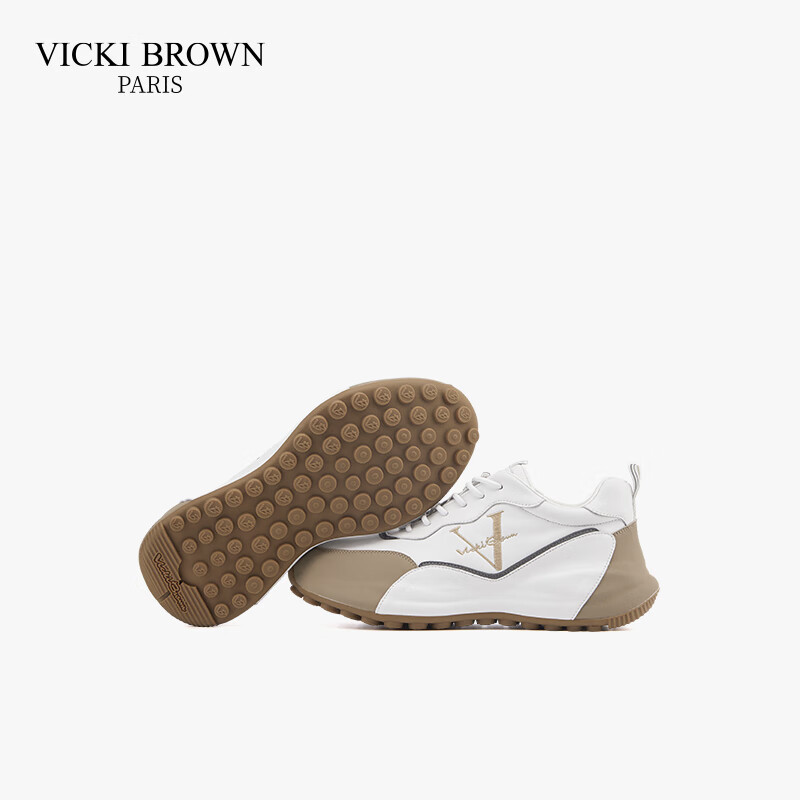VICKI BROWN法国品牌VB男鞋【法奢系列】舒适透气皮鞋男防滑休闲鞋包底老爹鞋 白杏 39