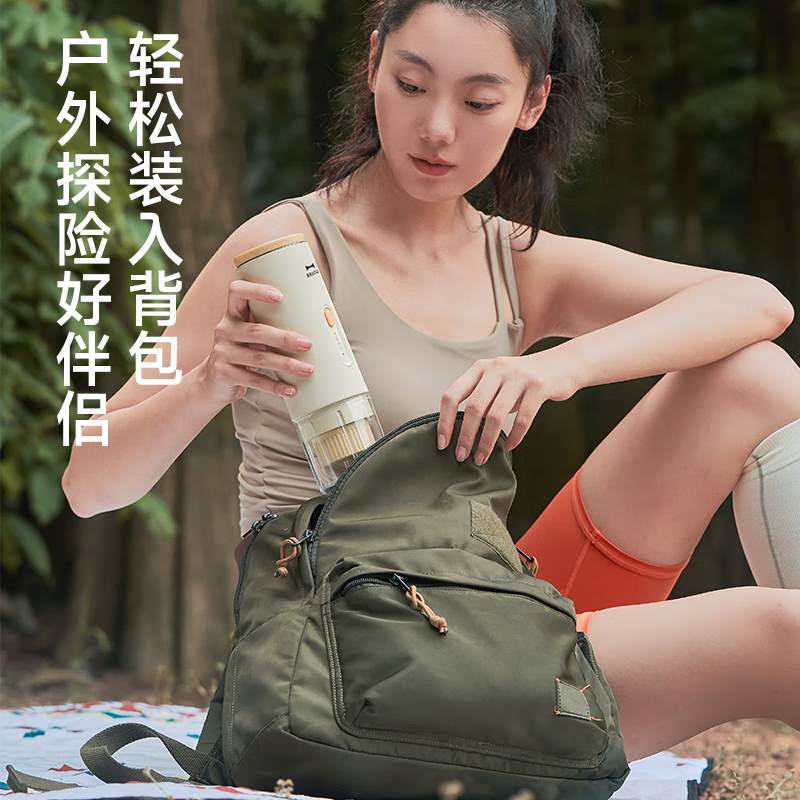 BRUNO便携咖啡机半自动意式胶囊咖啡机家用小型迷你一人户外便携式胶囊机咖啡自由办公室礼物山姆 无线便携 | 胶囊咖啡粉两用 | 冷热双萃取