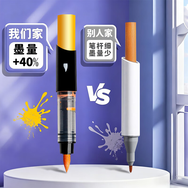 得力（deli）直液式丙烯马克笔软头小学生专用水彩笔不透色儿童美术可水洗幼儿园初中生防水48色24彩色水性画笔 【小黑盒24色】可视墨量丨直液软头丨叠色不透纸