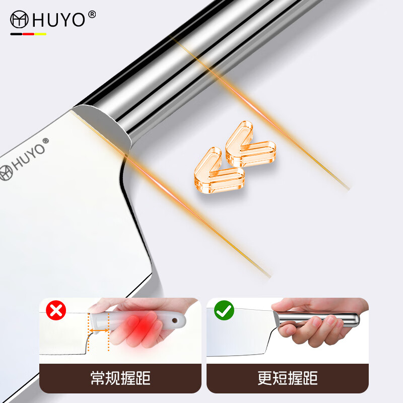 HUYO不锈钢菜刀家用女士专用小型刀具厨房切肉鱼生三德刀厨师切薄片刀 四件套【小菜刀+三徳刀+小弯刀+水果刀】送刀架