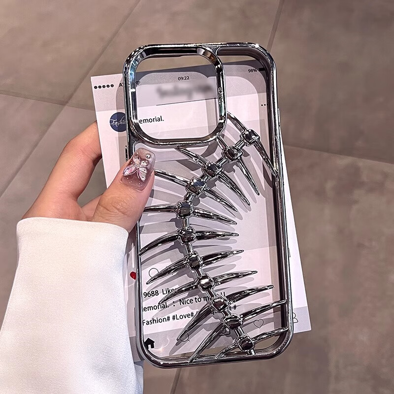 LNXXS 适用苹果16promax手机壳个性不撞款高级感iphone15pro镂空散热15promax鱼骨纹14pm软硅胶12保护套 【太空银】镂空鱼骨头 全软好拆卸 iPhone 16