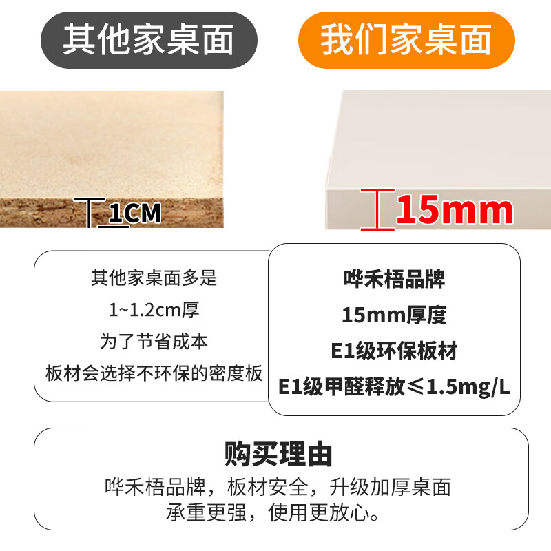 哗禾梧电脑桌家用办公桌子简约台式书桌电竞桌学习工作台宿舍出租房桌子 黑架+黑色 【15mm桌面】80*60CM