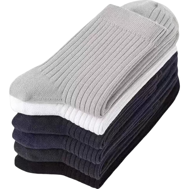 袜子男秋冬中筒袜防臭吸汗抗菌商务黑色皮鞋春秋款男士长袜 抽条 2双