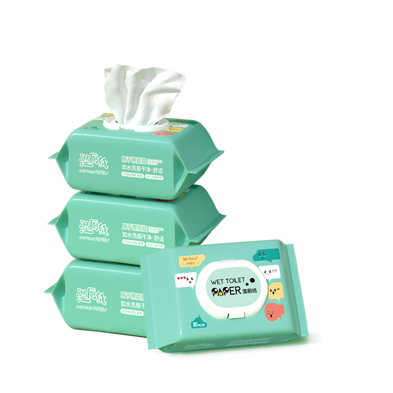 米特医生 湿厕纸80片*4包(320片) 清洁湿纸巾湿巾 可擦除99.9%细菌