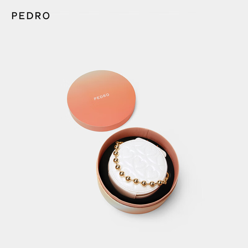 PEDROPedro迷你圓餅包禮盒包裝單肩斜挎包PW2-75060047-1 粉白色