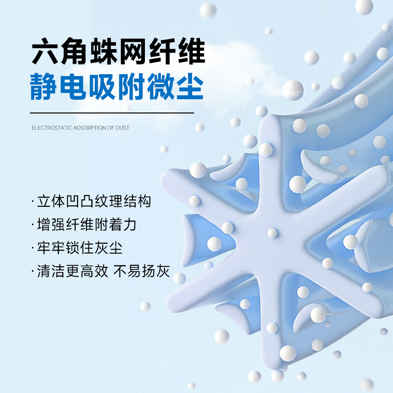 小奇牛静电除尘掸鸡毛掸子除尘扫灰家用 1.6m可伸缩静电吸附除尘泡泡掸 短款手柄+4个掸头