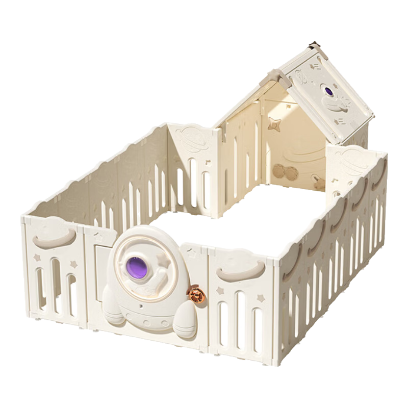 樂親(Lechin)星空房太空游戲圍欄寶寶嬰兒防護欄兒童樂園室內(nèi)家用爬爬墊 【星空頂小屋+圍欄】160*194+4CM爬行墊