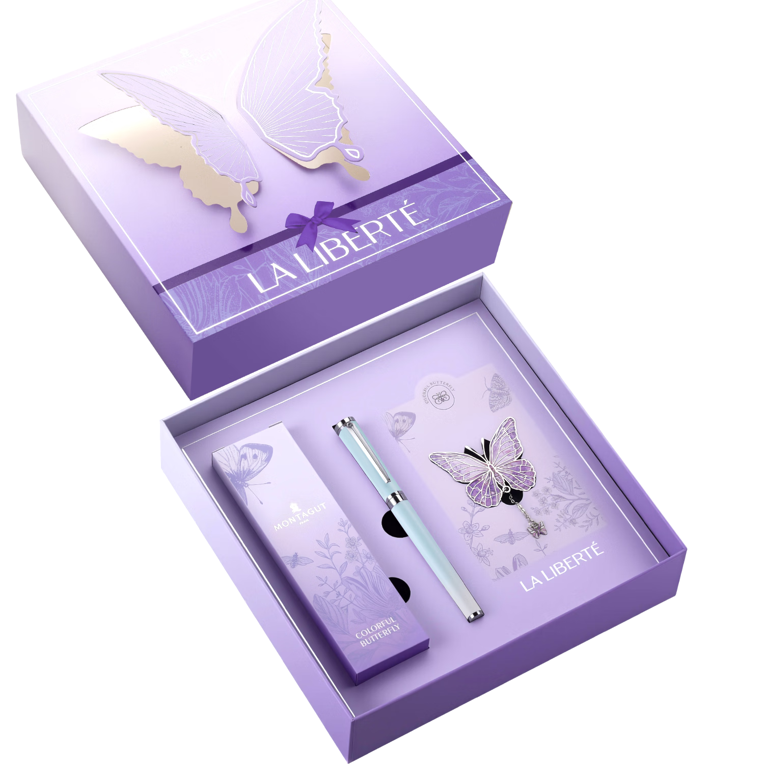 夢特嬌(MONTAGUT)【熱門商品】鋼筆書簽皮質(zhì)筆袋套裝送女生高顏值節(jié)日禮物學(xué)生禮盒蝴蝶系列星霧海語