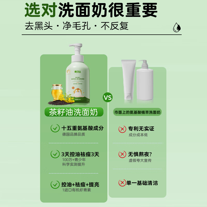 童贝比胖东儿童洗面奶6-12岁控油祛痘黑头來青少年学生12-18岁洁面乳液 【祛痘控油】洗面奶*1 【央妈力荐】推荐青少年控油祛痘护肤TOP榜